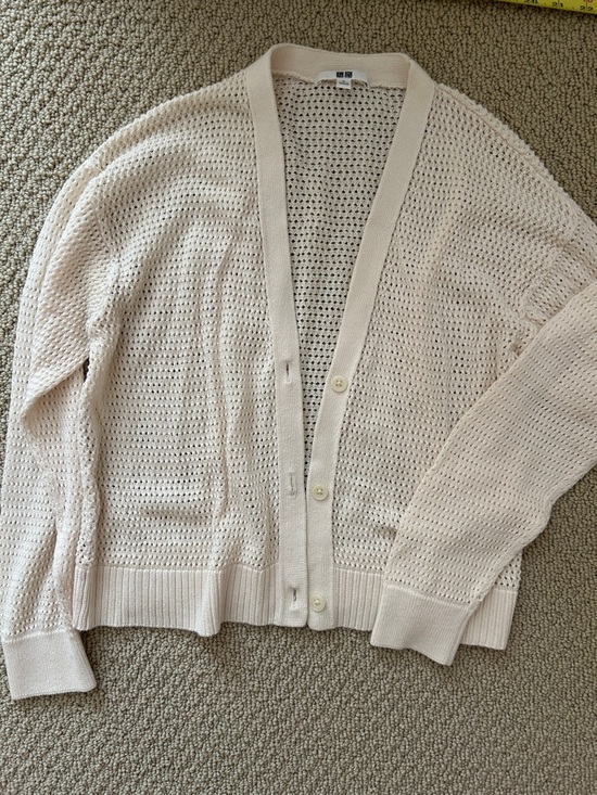 Uniqlo Sweaters - Uniqlo Light Cream Open-Knit Button Cardigan